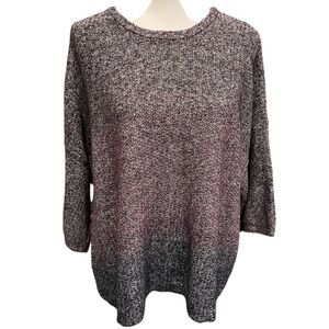 PureJill Ombré 3/4 Sleeve Petite Large Sweater